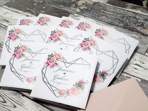 Zaproszenia ślubne geometryczne Pudrowe Róże