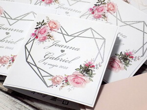 Zaproszenia ślubne geometryczne Pudrowe Róże