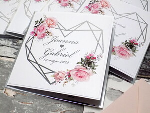 Zaproszenia ślubne Geometryczne Serce