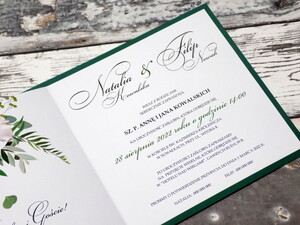 Zaproszenia ślubne Butelkowa Zieleń