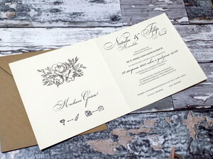 Zaproszenia ślubne złocone Geometryczne Serce