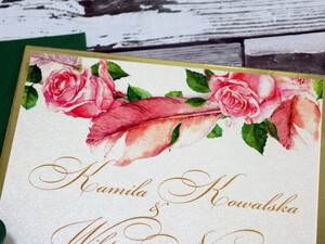 Zaproszenia ślubne glam Róża i Pióra