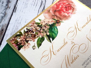 Zaproszenia ślubne glam Brzoskiwniowa Piwonia AW-ZPP