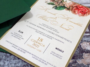 Zaproszenia ślubne glam Brzoskiwniowa Piwonia AW-ZPP