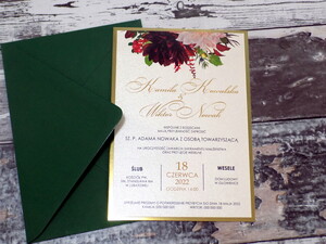 Zaproszenia ślubne glam Bordowa Dalia