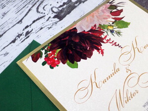 Zaproszenia ślubne glam Bordowa Dalia