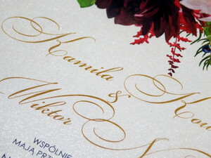 Zaproszenia ślubne glam Bordowa Dalia