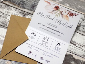 Zaproszenia ślubne rustykalne Białe Kwiaty, Romb