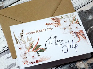 Zaproszenia ślubne rustykalne Białe Kwiaty