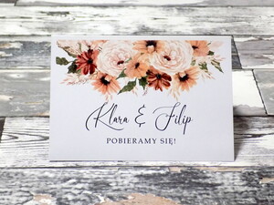 Zaproszenia ślubne rustykalne Jesienne Kwiaty