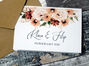 Zaproszenia ślubne rustykalne Jesienne Kwiaty