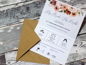 Zaproszenia ślubne rustykalne Jesienne Kwiaty