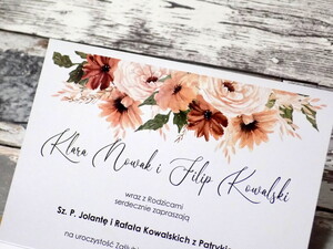 Zaproszenia ślubne rustykalne Jesienne Kwiaty
