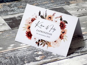 Zaproszenia ślubne rustykalne Jesienne Kwiaty 1