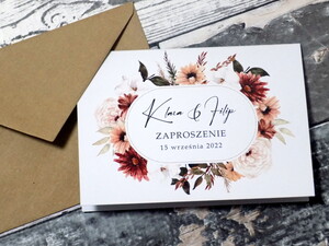Zaproszenia ślubne rustykalne Jesienne Kwiaty 1
