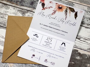 Zaproszenia ślubne rustykalne Jesienne Kwiaty 1