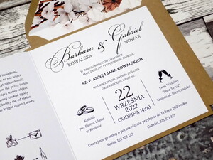 Zaproszenia ślubne rustykalne Trawa Pampasowa i Kwiaty