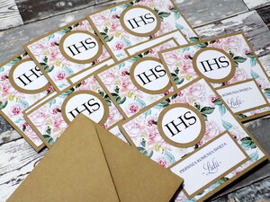 Zaproszenia na Pierwszą Komunię Świętą Mięta i Róż