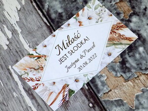 Naklejka na pudełko na ciasto białe kwiaty i trawy - AW-NNC