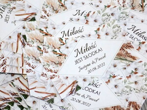 Naklejka na pudełko na ciasto białe kwiaty i trawy - AW-NNC