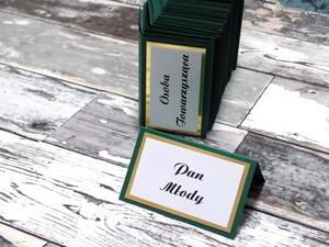 Winietki ślubne glam Zielono Złote