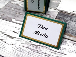 Winietki ślubne glam Zielono Złote