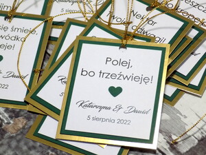 Zawieszki na alkohol weselny glam Zielono Złote