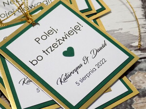 Zawieszki na alkohol weselny glam Zielono Złote