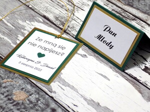 Zawieszki na alkohol weselny glam Zielono Złote