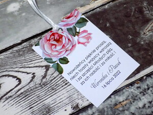 Zawieszki na alkohol weselny Pudrowe Róże Vintage