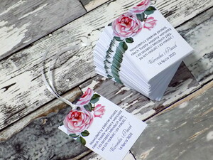 Zawieszki na alkohol weselny Pudrowe Róże Vintage