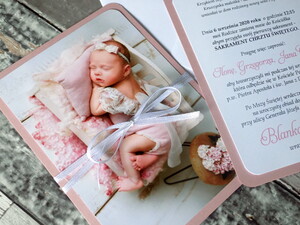 Zaproszenia na Chrzest Św. DZIEWCZYNKA ze zdjęciem