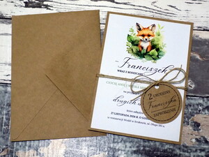 Zaproszenia urodzinowe ze zwierzątkami / safari / lisek