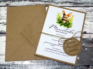 Zaproszenia urodzinowe ze zwierzątkami / safari / zajączek