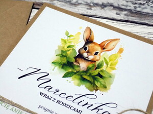 Zaproszenia urodzinowe ze zwierzątkami / safari / zajączek