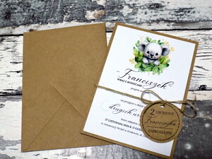 Zaproszenia urodzinowe ze zwierzątkami / safari / koala