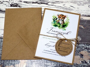 Zaproszenia urodzinowe ze zwierzątkami / safari / lamparciątko