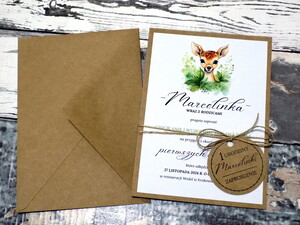 Zaproszenia urodzinowe ze zwierzątkami / safari / bambi