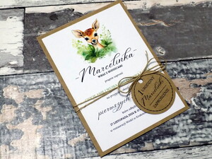 Zaproszenia urodzinowe ze zwierzątkami / safari / bambi