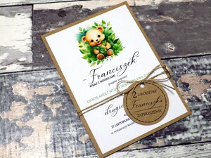 Zaproszenia urodzinowe ze zwierzątkami / safari / miś