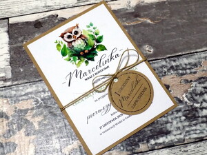 Zaproszenia urodzinowe ze zwierzątkami / safari / sowa