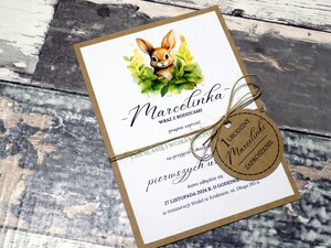 Zaproszenia urodzinowe ze zwierzątkami / safari / zajączek