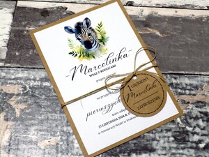 Zaproszenia urodzinowe ze zwierzątkami / safari / zebra