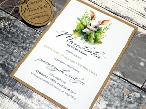 Zaproszenia urodzinowe ze zwierzątkami / safari / króliczek