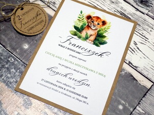 Zaproszenia urodzinowe ze zwierzątkami / safari / lwiątko