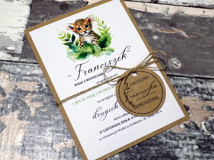 Zaproszenia urodzinowe ze zwierzątkami / safari / lamparciątko