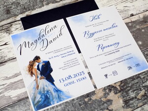 Zaproszenia ślubne Młoda Para błękitne / niebieskie