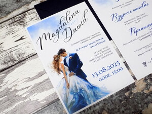 Zaproszenia ślubne Młoda Para błękitne / niebieskie