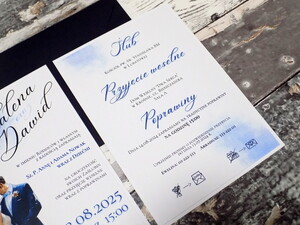 Zaproszenia ślubne Młoda Para błękitne / niebieskie