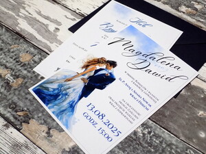 Zaproszenia ślubne Młoda Para błękitne / niebieskie